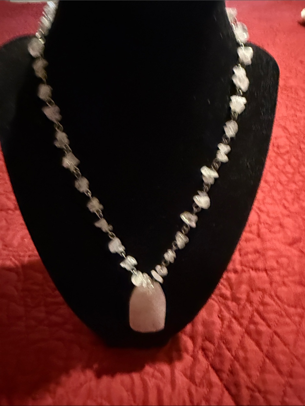 Rose Quartz Pendant Necklace in Pale Pink - Women Jewelry - Picture 5 of 8